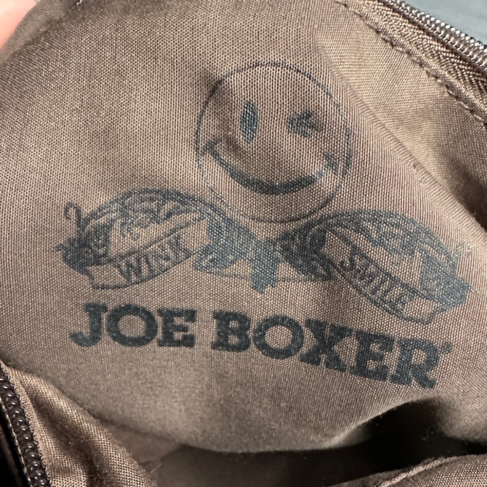 Vintage “Kmart” Joe Boxer Brown Floral Embroidery Crossbody Bag - Picture 2 of 8